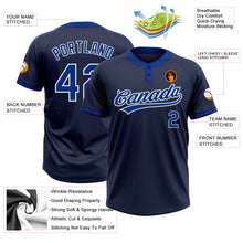 Load image into Gallery viewer, Custom Navy Royal-White Two-Button Unisex Softball Jersey
