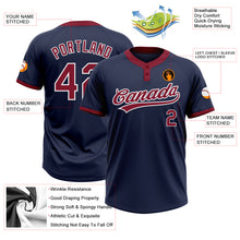 Load image into Gallery viewer, Custom Navy Crimson-White Two-Button Unisex Softball Jersey
