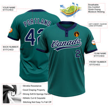 Load image into Gallery viewer, Custom Teal Navy-White Two-Button Unisex Softball Jersey
