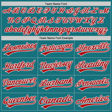 Load image into Gallery viewer, Custom Teal Red-White Two-Button Unisex Softball Jersey
