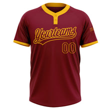 Load image into Gallery viewer, Custom Crimson Crimson-Gold Two-Button Unisex Softball Jersey
