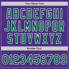 Load image into Gallery viewer, Custom Purple Kelly Green-White Two-Button Unisex Softball Jersey
