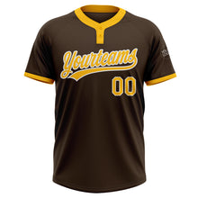 Load image into Gallery viewer, Custom Brown Gold-White Two-Button Unisex Softball Jersey
