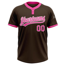 Load image into Gallery viewer, Custom Brown Pink-White Two-Button Unisex Softball Jersey
