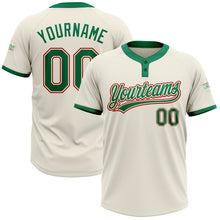 Load image into Gallery viewer, Custom Cream Kelly Green-Red Two-Button Unisex Softball Jersey
