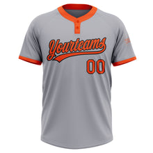 Load image into Gallery viewer, Custom Gray Orange-Black Two-Button Unisex Softball Jersey

