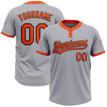 Load image into Gallery viewer, Custom Gray Orange-Black Two-Button Unisex Softball Jersey
