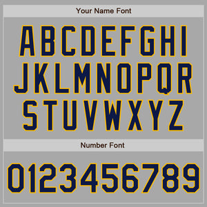 Custom Gray Navy-Gold Two-Button Unisex Softball Jersey