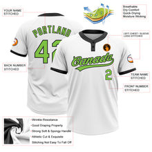 Load image into Gallery viewer, Custom White Neon Green-Black Two-Button Unisex Softball Jersey
