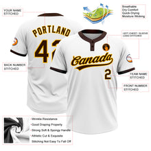 Load image into Gallery viewer, Custom White Brown-Gold Two-Button Unisex Softball Jersey
