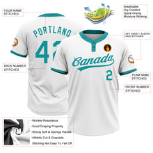Load image into Gallery viewer, Custom White Teal Two-Button Unisex Softball Jersey
