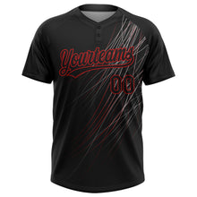 Load image into Gallery viewer, Custom Black Black-Red 3D Pattern Two-Button Unisex Softball Jersey
