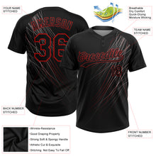 Load image into Gallery viewer, Custom Black Black-Red 3D Pattern Two-Button Unisex Softball Jersey
