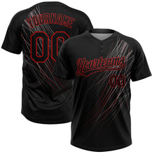 Load image into Gallery viewer, Custom Black Black-Red 3D Pattern Two-Button Unisex Softball Jersey
