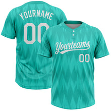 Load image into Gallery viewer, Custom Aqua White 3D Pattern Two-Button Unisex Softball Jersey
