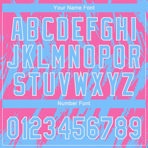 Custom Pink Powder Blue-White 3D Pattern Two-Button Unisex Softball Jersey