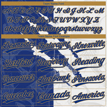 Load image into Gallery viewer, Custom Graffiti Pattern Royal-Old Gold 3D Two-Button Unisex Softball Jersey
