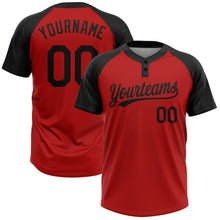 Load image into Gallery viewer, Custom Red Black Two-Button Unisex Softball Jersey
