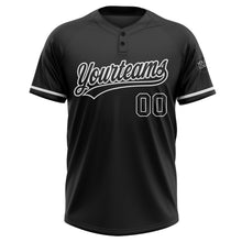 Load image into Gallery viewer, Custom Black Black-White Two-Button Unisex Softball Jersey

