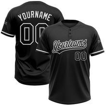 Load image into Gallery viewer, Custom Black Black-White Two-Button Unisex Softball Jersey
