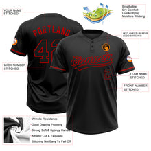 Load image into Gallery viewer, Custom Black Black-Red Two-Button Unisex Softball Jersey
