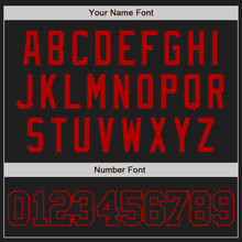 Load image into Gallery viewer, Custom Black Black-Red Two-Button Unisex Softball Jersey
