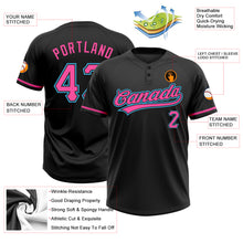 Load image into Gallery viewer, Custom Black Pink-Sky Blue Two-Button Unisex Softball Jersey
