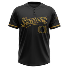 Load image into Gallery viewer, Custom Black Black-Old Gold Two-Button Unisex Softball Jersey

