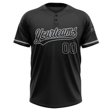 Load image into Gallery viewer, Custom Black Black-Gray Two-Button Unisex Softball Jersey
