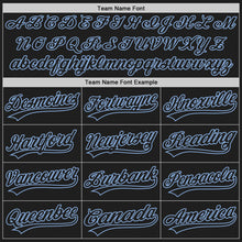 Load image into Gallery viewer, Custom Black Black-Light Blue Two-Button Unisex Softball Jersey
