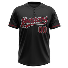Load image into Gallery viewer, Custom Black Crimson-White Two-Button Unisex Softball Jersey
