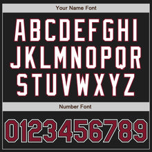 Load image into Gallery viewer, Custom Black Crimson-White Two-Button Unisex Softball Jersey
