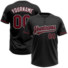 Load image into Gallery viewer, Custom Black Crimson-White Two-Button Unisex Softball Jersey
