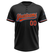 Load image into Gallery viewer, Custom Black Orange-Light Blue Two-Button Unisex Softball Jersey
