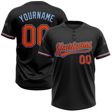 Load image into Gallery viewer, Custom Black Orange-Light Blue Two-Button Unisex Softball Jersey
