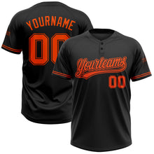 Load image into Gallery viewer, Custom Black Orange Two-Button Unisex Softball Jersey
