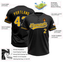 Load image into Gallery viewer, Custom Black Gold-White Two-Button Unisex Softball Jersey
