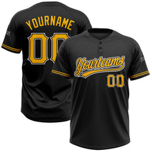 Load image into Gallery viewer, Custom Black Gold-White Two-Button Unisex Softball Jersey
