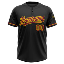 Load image into Gallery viewer, Custom Black Crimson-Yellow Two-Button Unisex Softball Jersey
