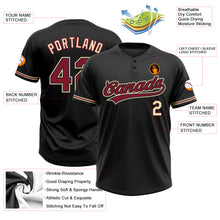Load image into Gallery viewer, Custom Black Crimson-City Cream Two-Button Unisex Softball Jersey
