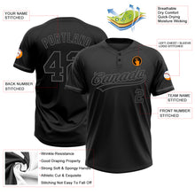 Load image into Gallery viewer, Custom Black Black-Steel Gray Two-Button Unisex Softball Jersey
