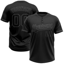 Load image into Gallery viewer, Custom Black Black-Steel Gray Two-Button Unisex Softball Jersey
