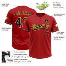 Load image into Gallery viewer, Custom Red Navy-Yellow Two-Button Unisex Softball Jersey
