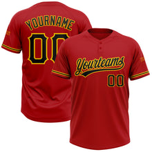 Load image into Gallery viewer, Custom Red Black-Yellow Two-Button Unisex Softball Jersey
