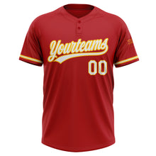 Load image into Gallery viewer, Custom Red White-Yellow Two-Button Unisex Softball Jersey
