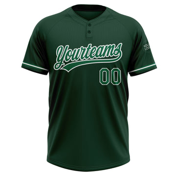 Custom Green Kelly Green-White Two-Button Unisex Softball Jersey