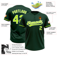 Load image into Gallery viewer, Custom Green Neon Green-White Two-Button Unisex Softball Jersey
