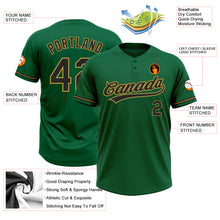 Load image into Gallery viewer, Custom Kelly Green Black-Old Gold Two-Button Unisex Softball Jersey
