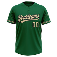Load image into Gallery viewer, Custom Kelly Green City Cream-Black Two-Button Unisex Softball Jersey
