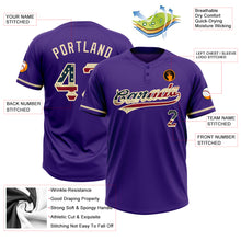 Load image into Gallery viewer, Custom Purple Vintage USA Flag-City Cream Two-Button Unisex Softball Jersey
